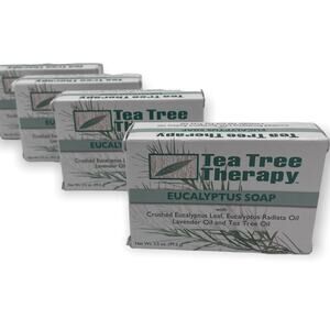 4-Pack Tea Tree Therapy Eucalyptus Soap 3.5 oz Vegetable Base Bar Exfoliating
